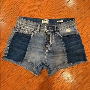 William Rast High Rise Denim Shorts Women’s Size 26 Button Fly Distressed Cutoff